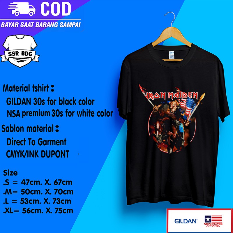 kaos iron maiden baju band distro metal rap tee pria wanita unisex bandung luar negri gildan