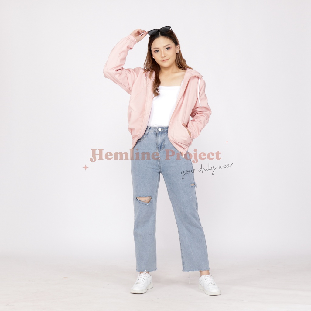 Aima Jaket Peach - Jaket Parasut Hoodie Wanita