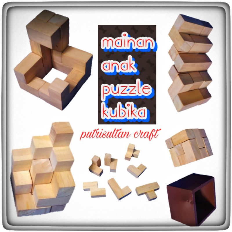 puzzle kubika/balok kubus/balok kayu mainan/mainan kayu kubus/ mainan kecerdasan /balok asah otak