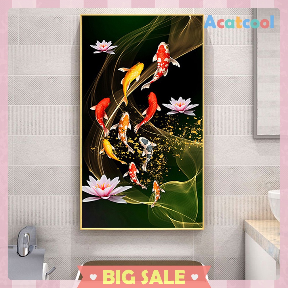 45x85cm Koi Fish Lotus Diamond Painting Full Round Drill Cross Stitch Kit