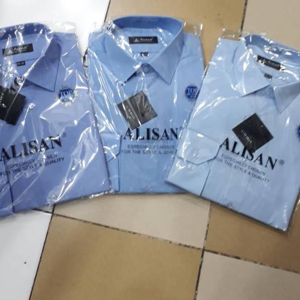 ۩ Kemeja Alisan Polos Reguler & Slimfit Biru Muda B3 B2 B1 Lengan Panjang ✤