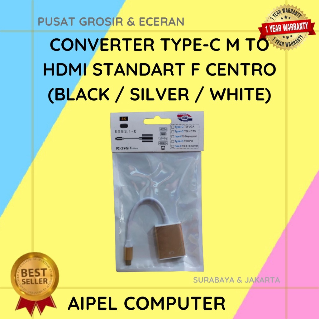 TCH | CONVERTER TYPE-C MALE TO HDTV STANDART FEMALE CENTROO (BLACK / SILVER / WHITE)