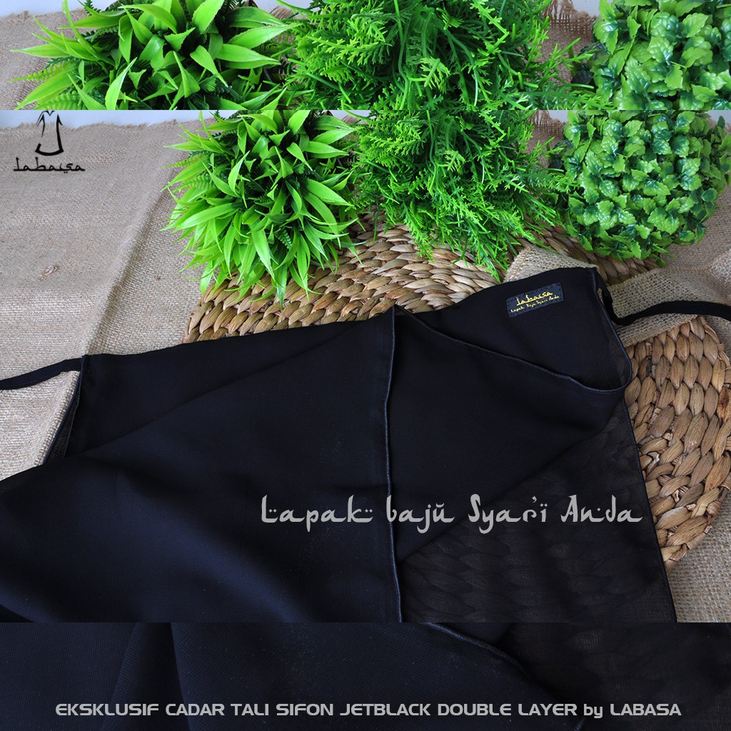 Eksklusif Cadar Tali Sifon Jetblack Double Layer Labasa | Pinggiran Neci | Bisa COD