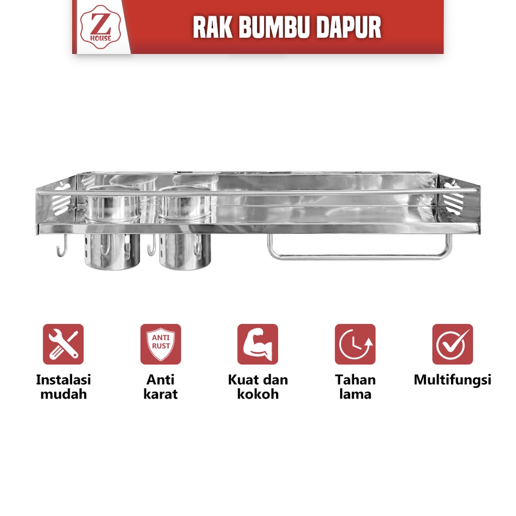 Rak Pisau-Rak Dapur 2 Gelas Full Stainless Steel-Rak Dinding Dapur-Rak Pisau-Rak Dapur 2 Gelas