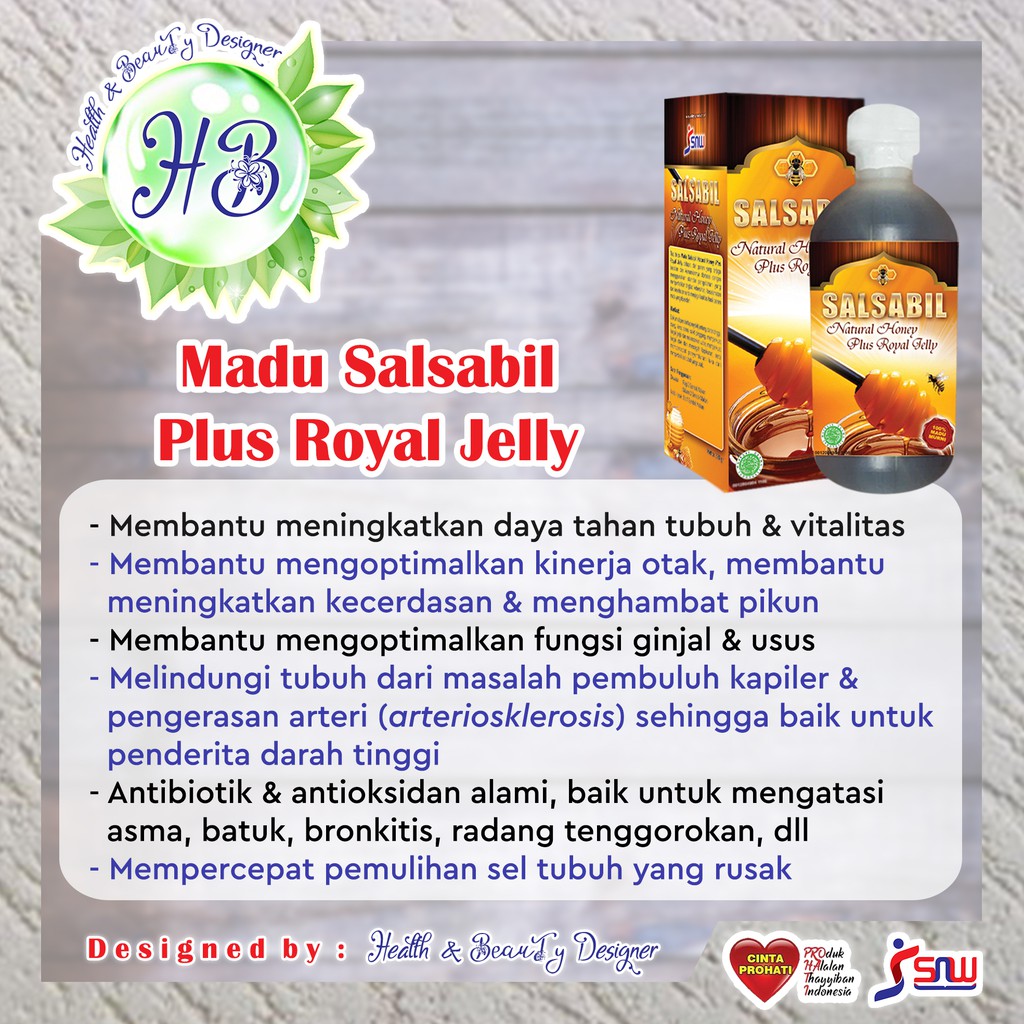 

Madu Salsabil Plus Royal Jelly @390gr - 100% Madu Murni - Antibiotik & Antioksidan Alami