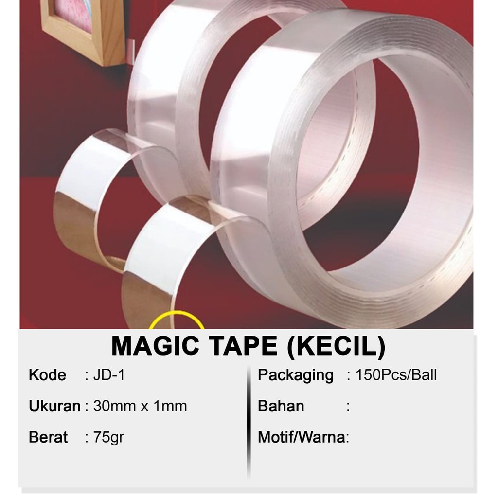 Double Tape bening tape kecil bening ukuran 30mmx1mm