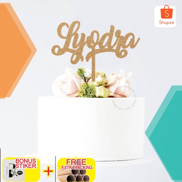 Grosir Custom Cake Topper Acrylic Birthday Request Tulisan Tusukan Kue Ultah - 10 cm Warna Reguler K