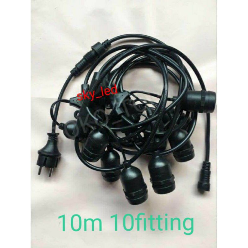 Kabel fiting lampu cafe gantung 10m 10 m dekorasi outdoor fitting / 10m 20fitting /10m 10fitting