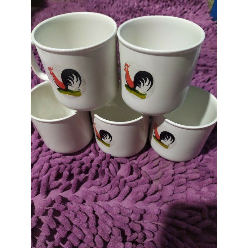 Hot item 6 pcs Mug Gelas Cangkir Ayam Jago Plastik Wadah Minum 310 ml Basic Home