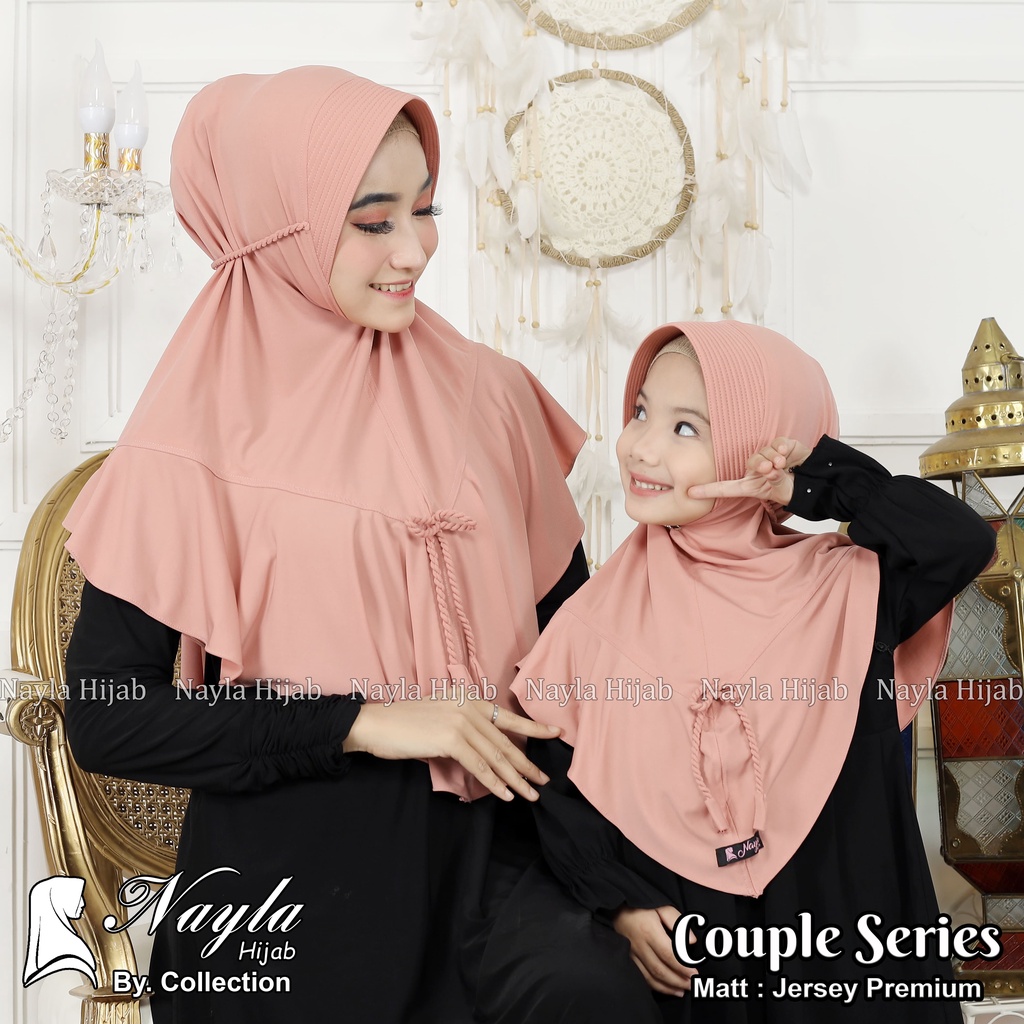 Kerudung Instan Tali Kepang COUPLE SERIES Ibu dan Anak  Jilbab Instan Jersey Airis Terbaru Nayla Hija'b