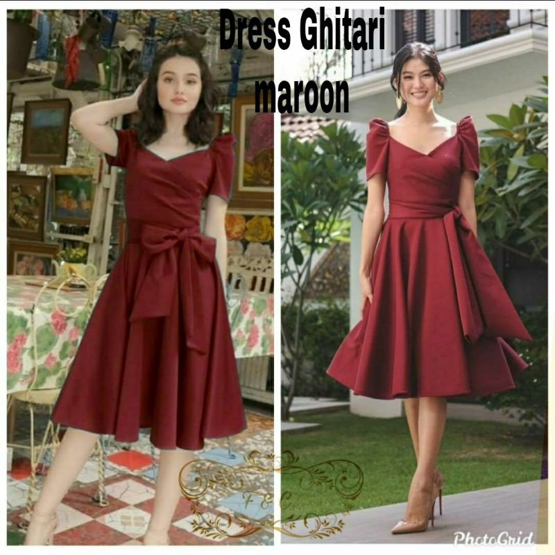 DRESS GHITARI FASHION PAKAIAN WANITA BAHAN MOSCREPE FEHM