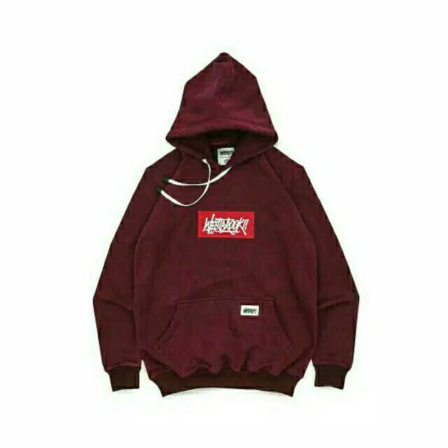 jaket hoodie westbrook burgundy red