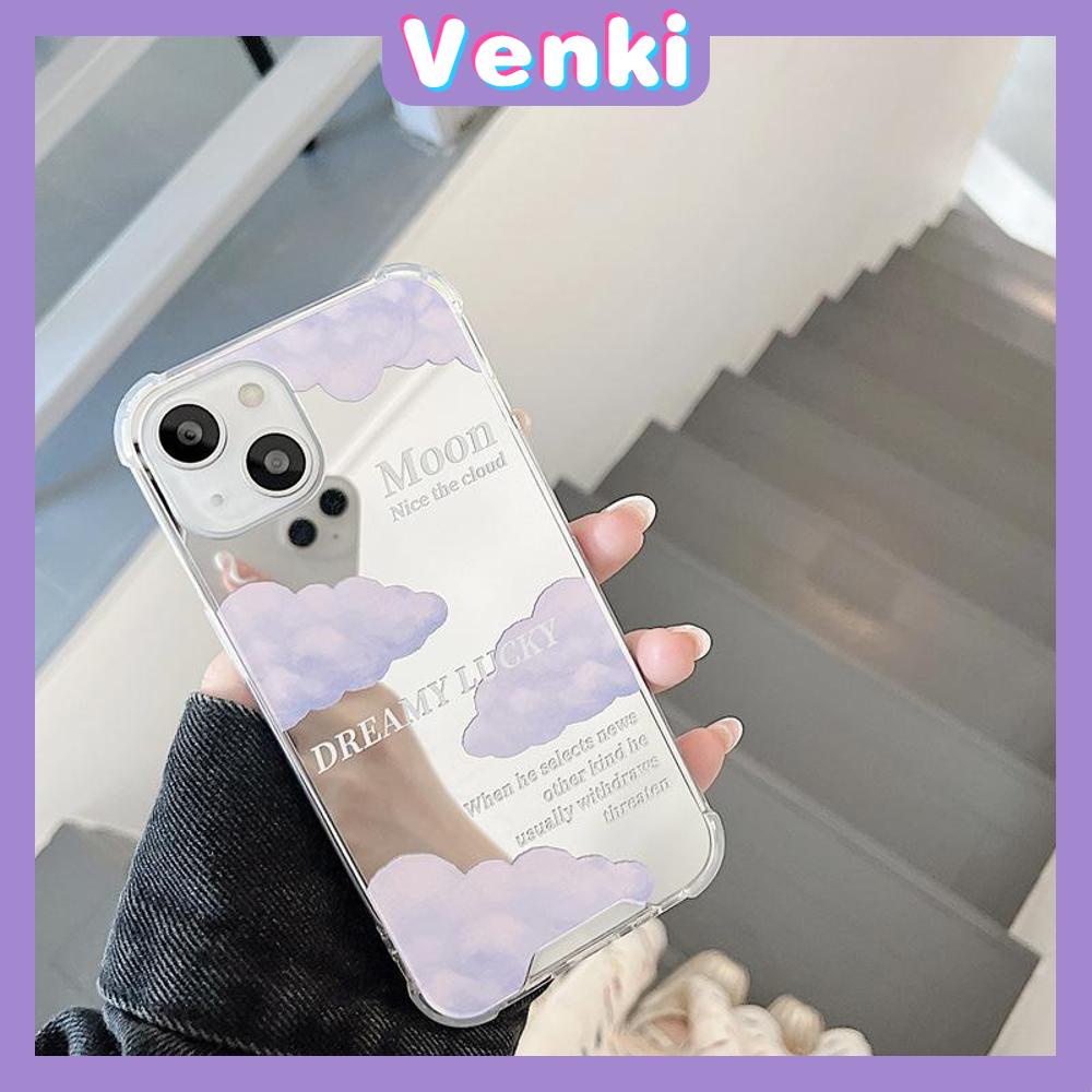 iPhone Case Acrylic Luxury Makeup Mirror Airbag Shockproof Protection Camera Purple Clouds Cute Compatible For iPhone 11 iPhone 13 Pro Max iPhone 12 Pro Max iPhone 7 Plus iPhone xr