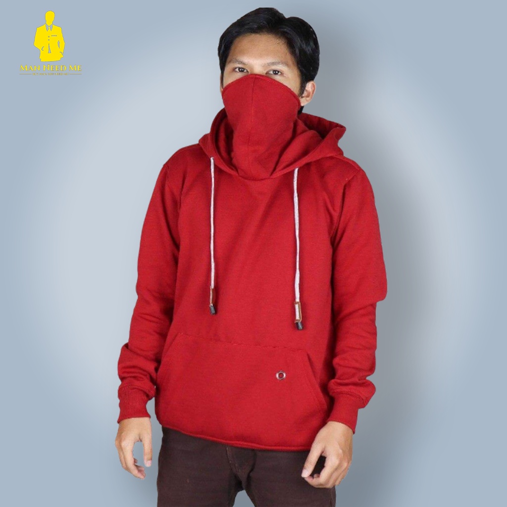 UDC MAROON |ManNeedMe x UnderCity| Jaket Pria Jacket Hoodie Fleece dengan Masker ORIGINAL