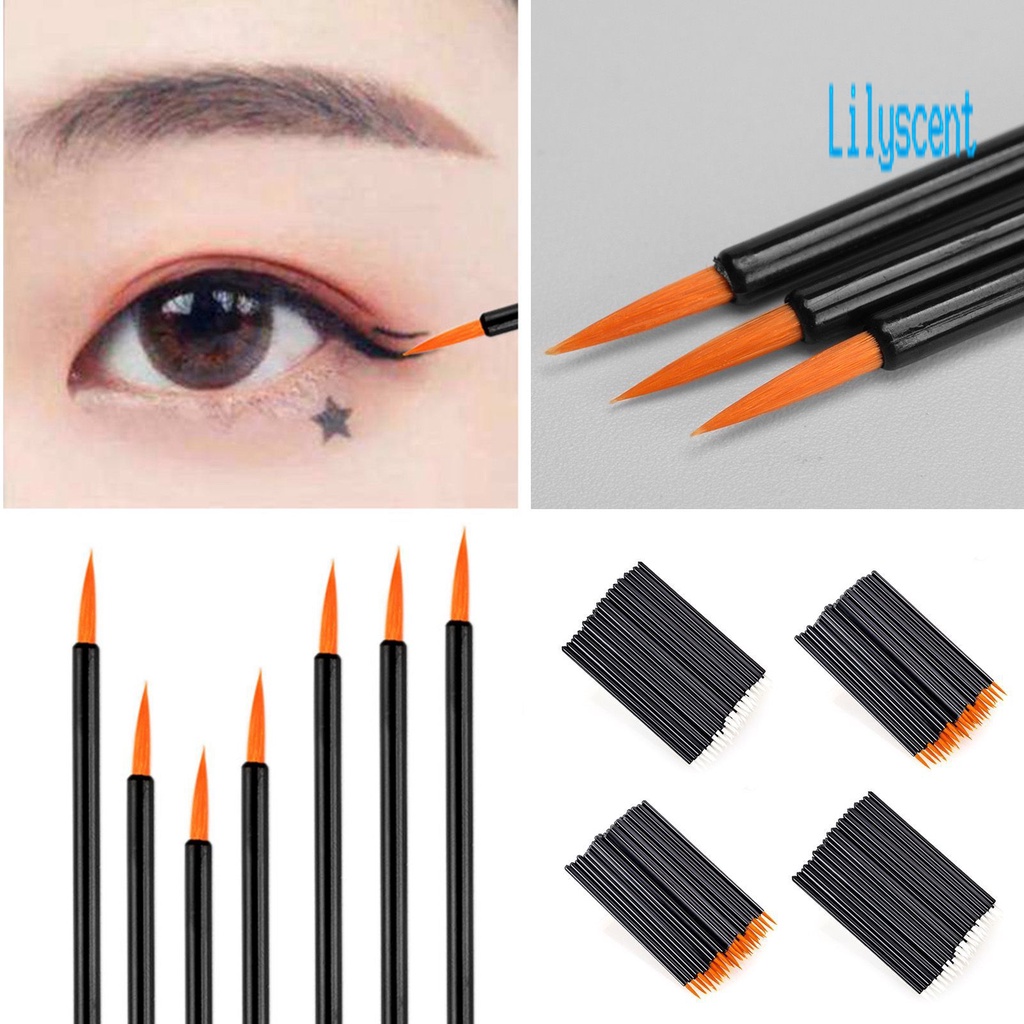 Lily 50Pcs / Set Brush Eyeliner Sekali Pakai Bahan PP Untuk Makeup / Kosmetik Wanita