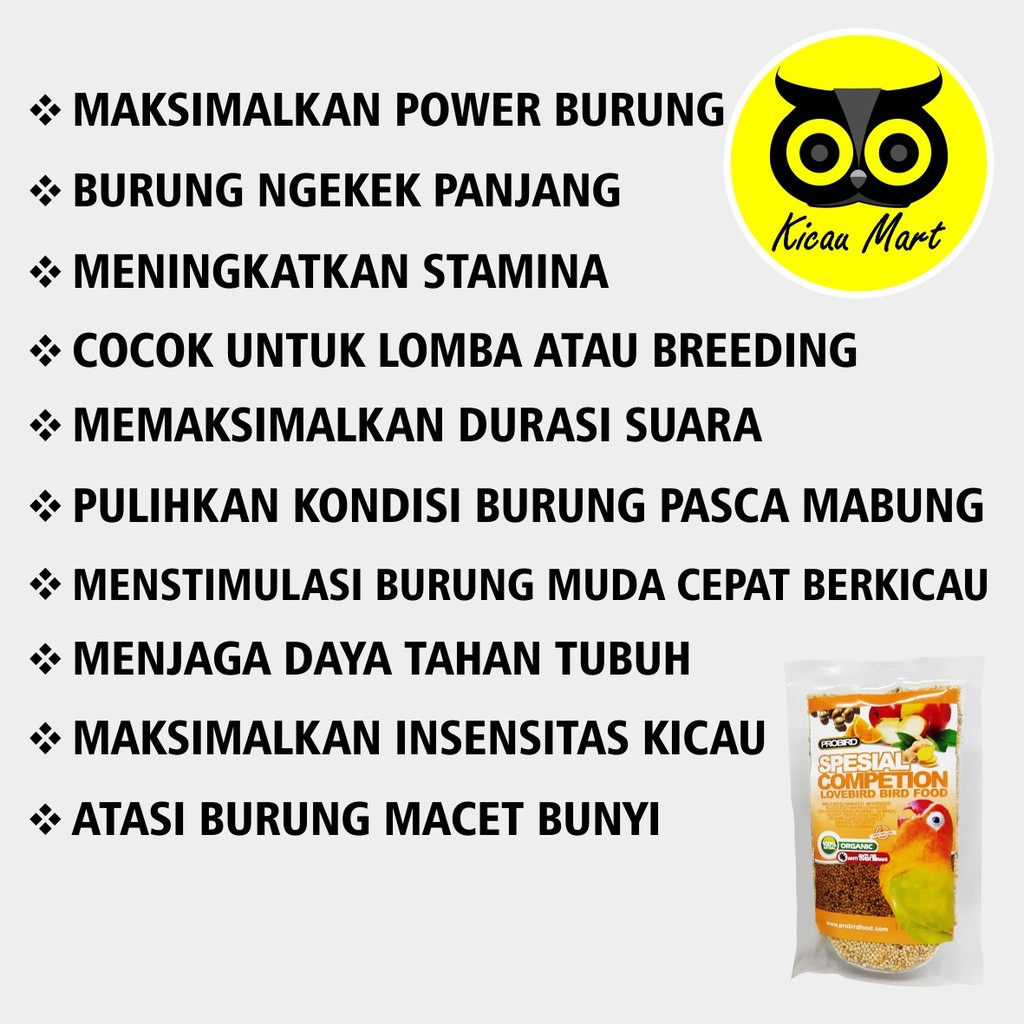 PAKAN MAKANAN LOMBA KONTES BURUNG LOVEBIRD NGEKEK KONSLET BIJI MILLET SPESIAL COMPETION PROBIRD PSPCLSR