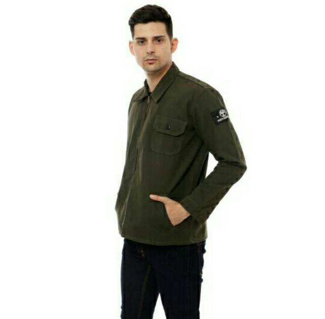 Jaket Semi Parka Zip Hijau Army