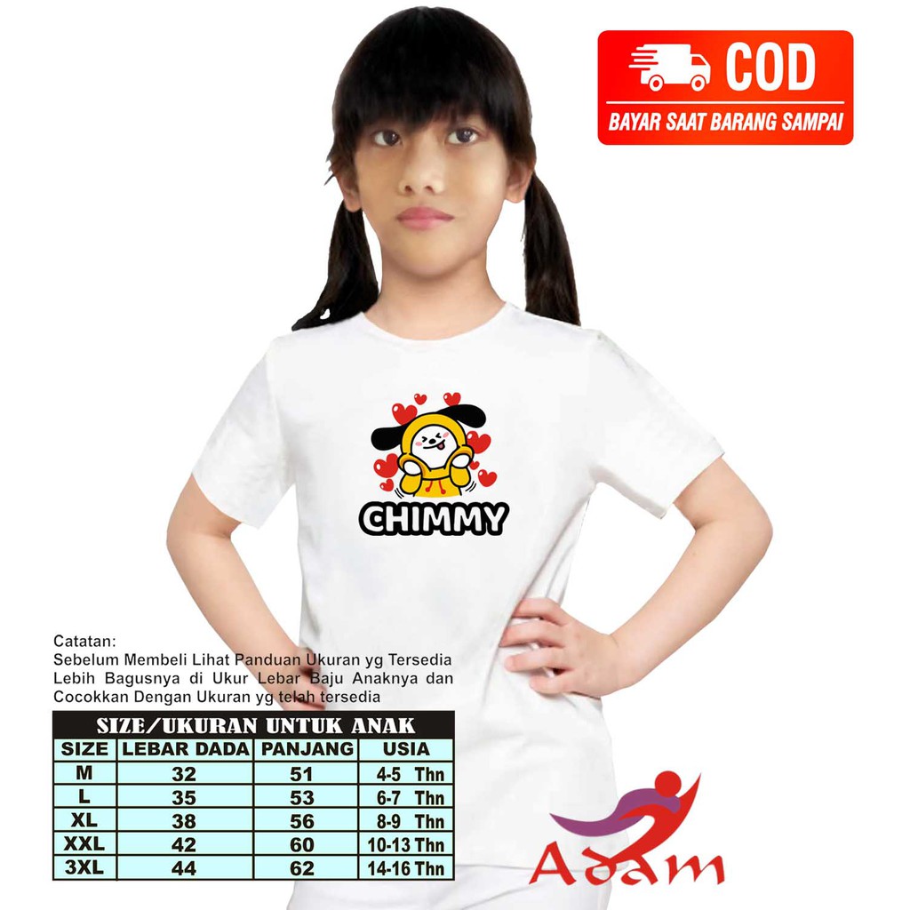 Adm 001 Baju Kaos Anak Perempuan / T-Shirt Distro / Atasan Cewek CHIMMY BT21 00002 Atasa Wanita