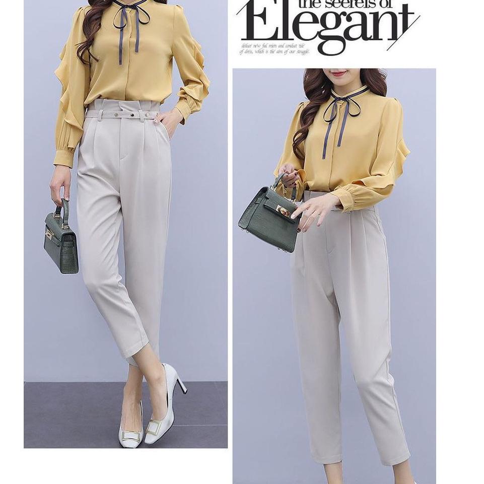 Nomi One Set Korean Style Setelan Baju Celana Wanita Pum Ter R7Z2