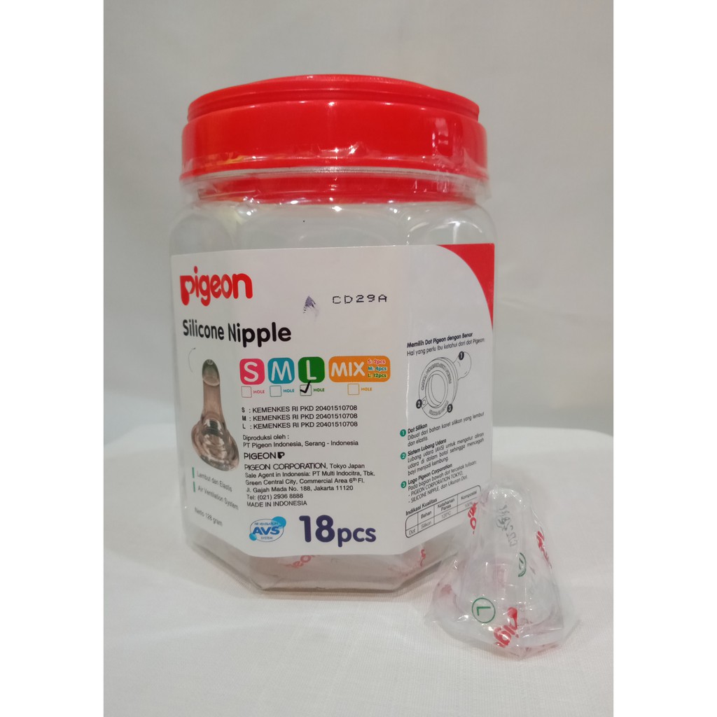 Pigeon Silicone Nipple Toples isi 18pcs /S/M/L/popokcibarusah