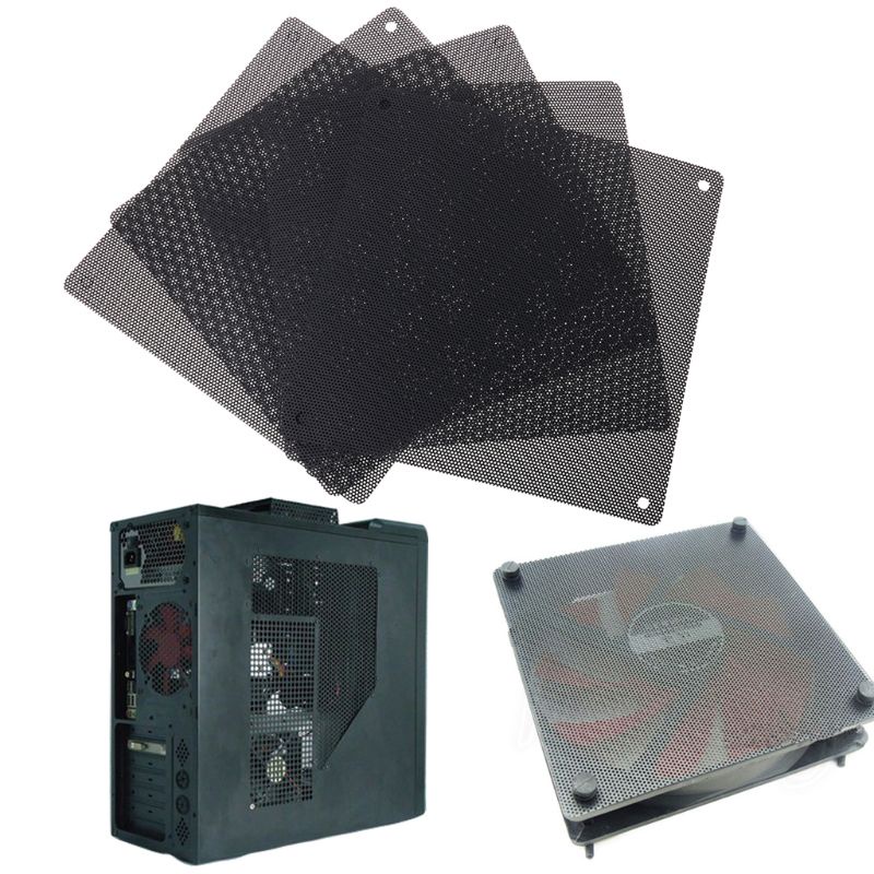 Bt Cuttable Computer Mesh Dustproof Cover Penutup Debu Chassis, 140x140mm PC PVC DIY Untuk Case Fan Cooler Filter Debu Hitam