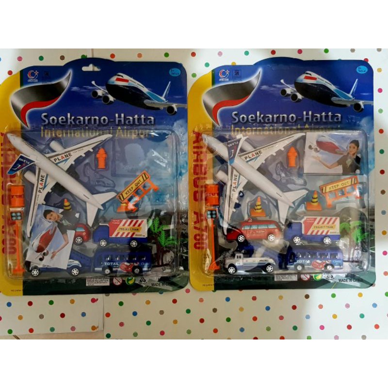 mainan pesawat set mobil model bandara miniatur edukasi