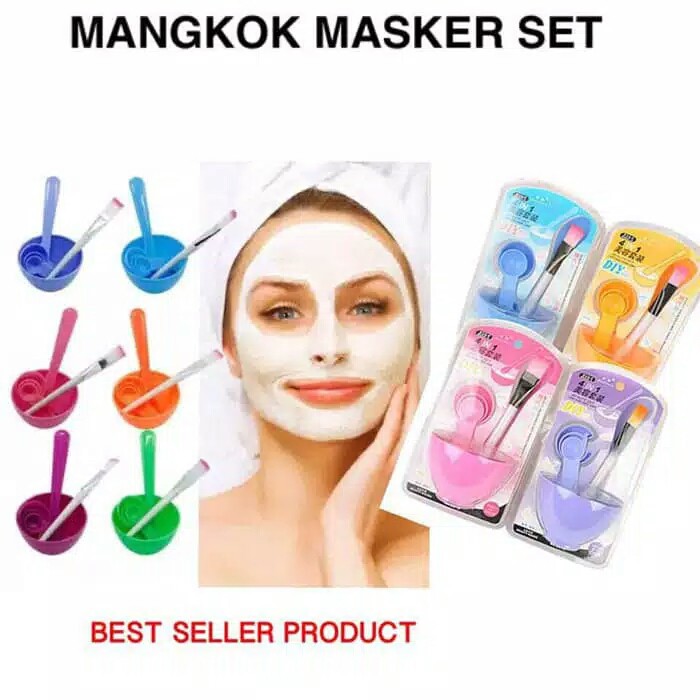 Paket Bundling Alat Perawatan Wajah / Mangkok Masker Setrika Wajah Ion Spons