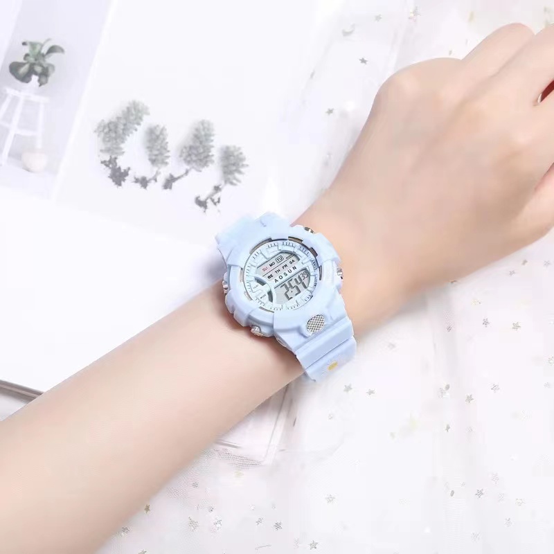 ✅COD Jam Tangan Digital Wanita Pria Fashion Sport Gaya Bunga Aster Kecil Rubber Bulat Watch LED Murah S1174