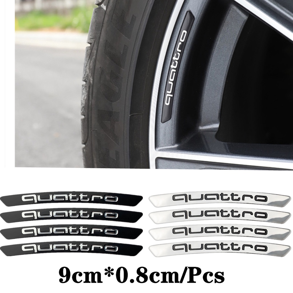 4pcs Stiker Emblem Quattro Alloy Untuk Mobil Audi Sline A1 A3 A4 B8 B7 B6 A5 A6 A7 A8 Q2 Q3 Q5 Q7 TT