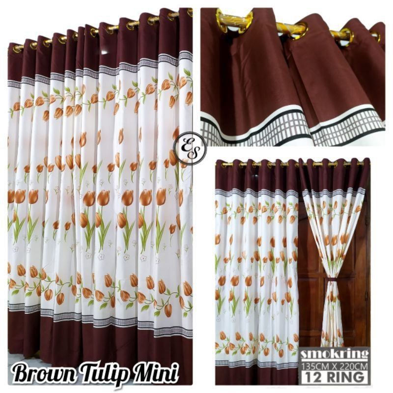 GORDEN HORDENG TIRAI PINTU JENDELA MURAH MERIAH TULIP MINI COKLAT