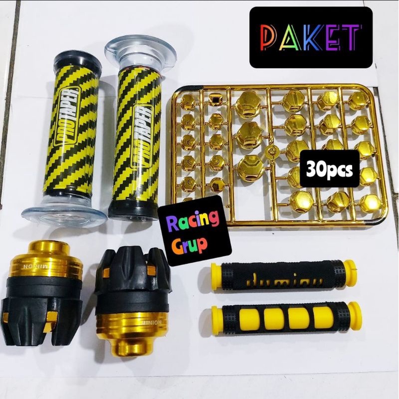 4 in 1 paket variasi motor honda yamaha suzuki beat vario satria fu mio fino aerox nmax scoopy jalu as monel cober baut handgrip carbon karet rem emas