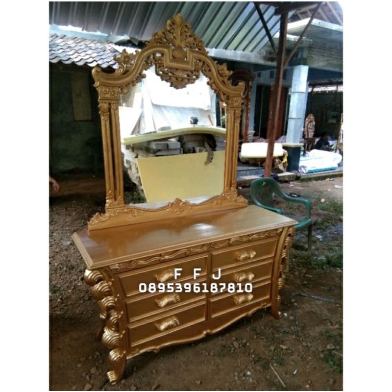 meja rias ukir mewah Jepara meja rias warna gold meja rias  ukir Jepara