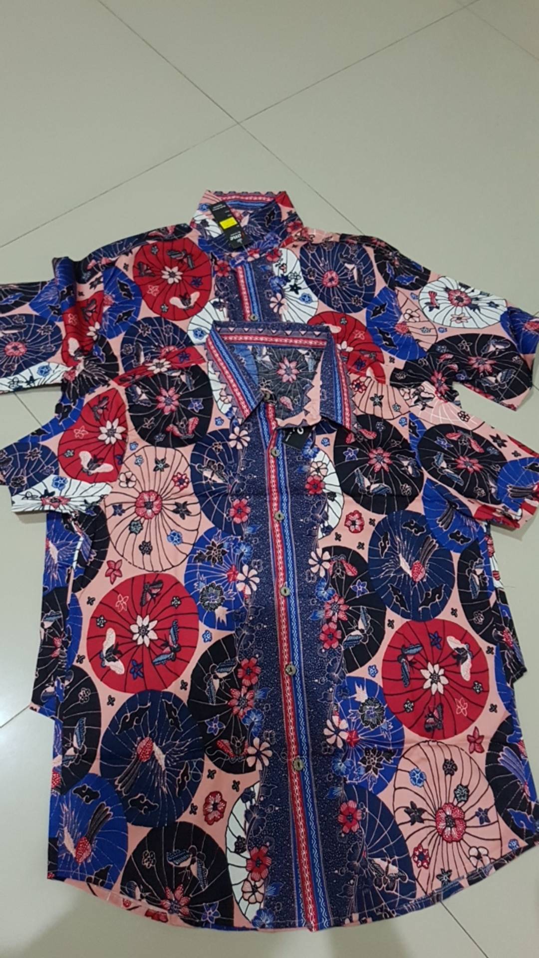 Kemeja Batik Pria Dewasa Lengan Pendek Warna Merah Edisi Imlek Natal, 113 Awi# Bahan Katun Stretch