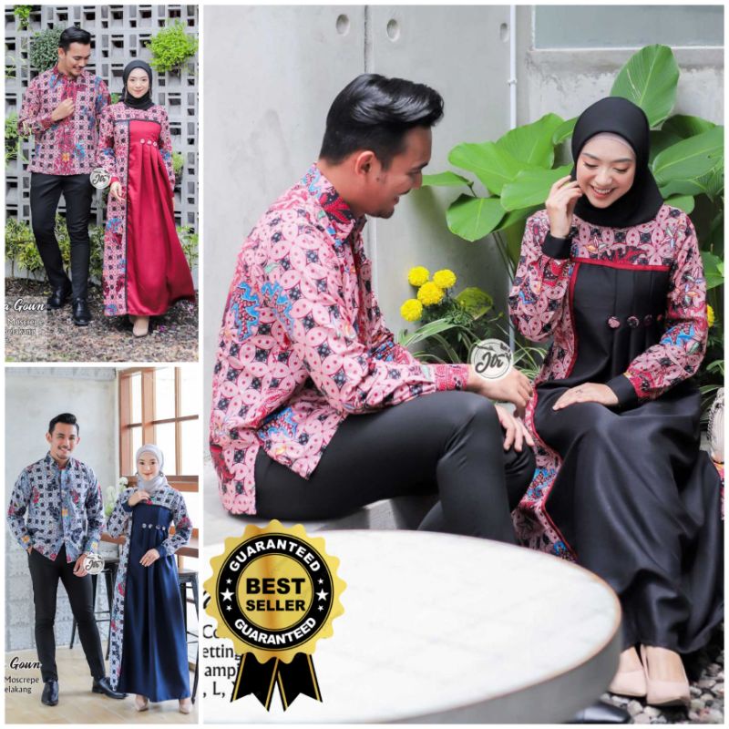 Kaisha Gown Couple Gamis Syar'i • Couple Gamis Batik Wanita •Dress Muslim Milenial •Couple