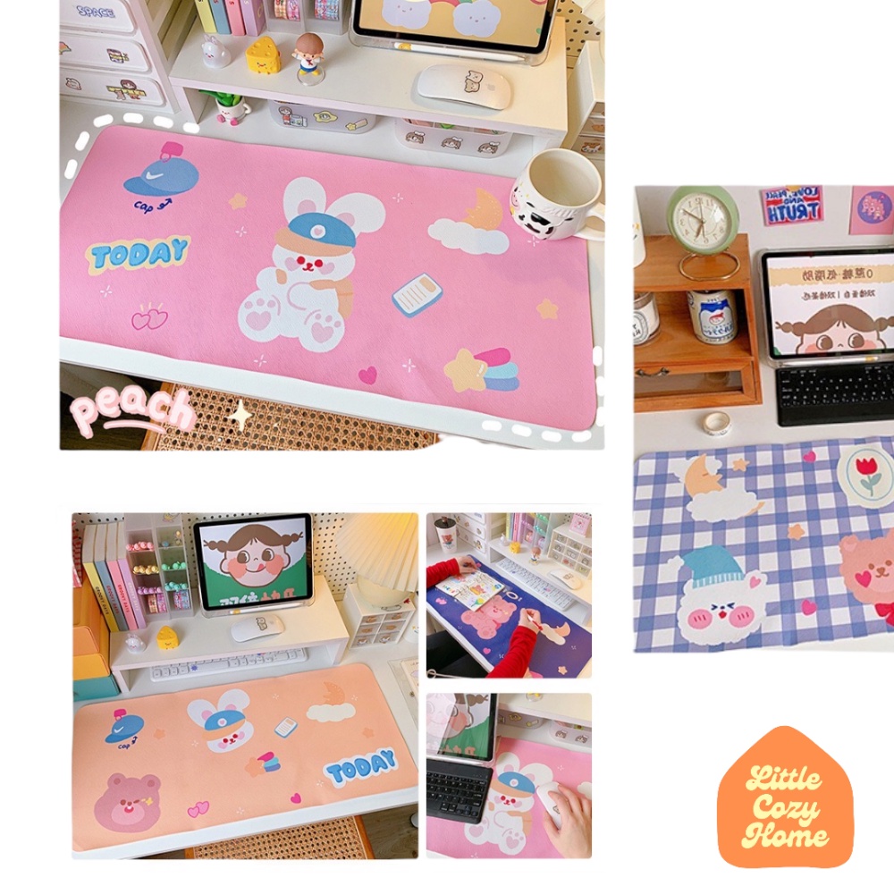 Kawaii Desk Pad Motif Character / Desk Mat Karakter / Mouse Pad / Alas Mous / Alas Meja Komputer WFH Work From Home / Keyboard Office Large Laptop Cushion Lucu Imut Ala Korea Jepang