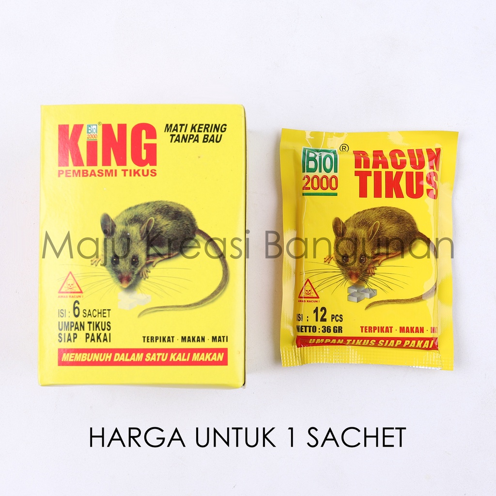 KING Racun Tikus BIO2000 Mati Kering Tanpa Bau Pengusir Jebakan Pembasmi Ampuh Sachet 36 Gram BIO 2000 36gr 36g