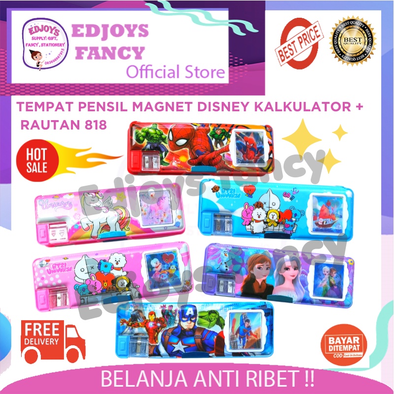 

Tempat pensil aesthetic anak karakter disney pencil case kotak pensil aesthetic potlot kostak magnet kalkulator serutan BT21 LOL Unicorn Avenger Spiderman Frozen 811-818