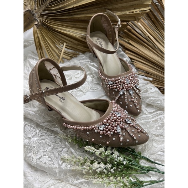 sepatu wedding wanita aila mocca tali 5cm lancip