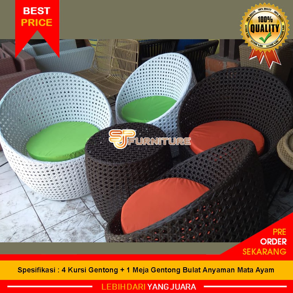 Jual Best Seller Kursi Gentong Rotan Sintetis Ruang Tamu Anyaman