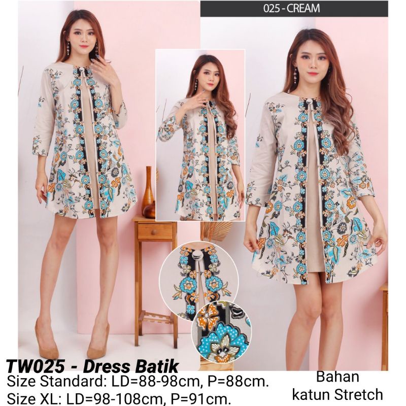 DRESS BATIK VINI TERUSAN KERJA KANTOR WANITA MURAH BAJU FASHION CEWEK MODIS 025