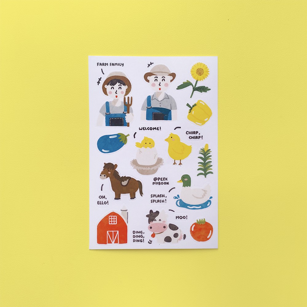 

Stiker Peekmybook Farm Family / Farming Stickers / Stiker Kebun / Sticker Binatang / Animal Sticker / Stiker Ayam