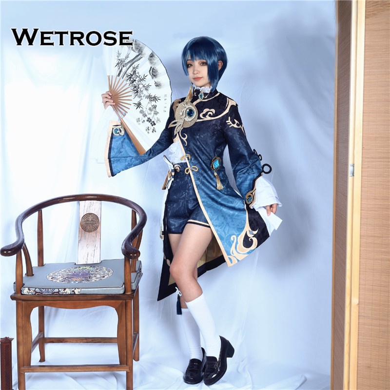 【Wetrose】Genshin Impact Xing Qiu XingQiu Original Ver Battle Uniform Gorgeous Outfit Anime Cosplay Jacket Shirt Pants Costume Kostum Pria Wanita