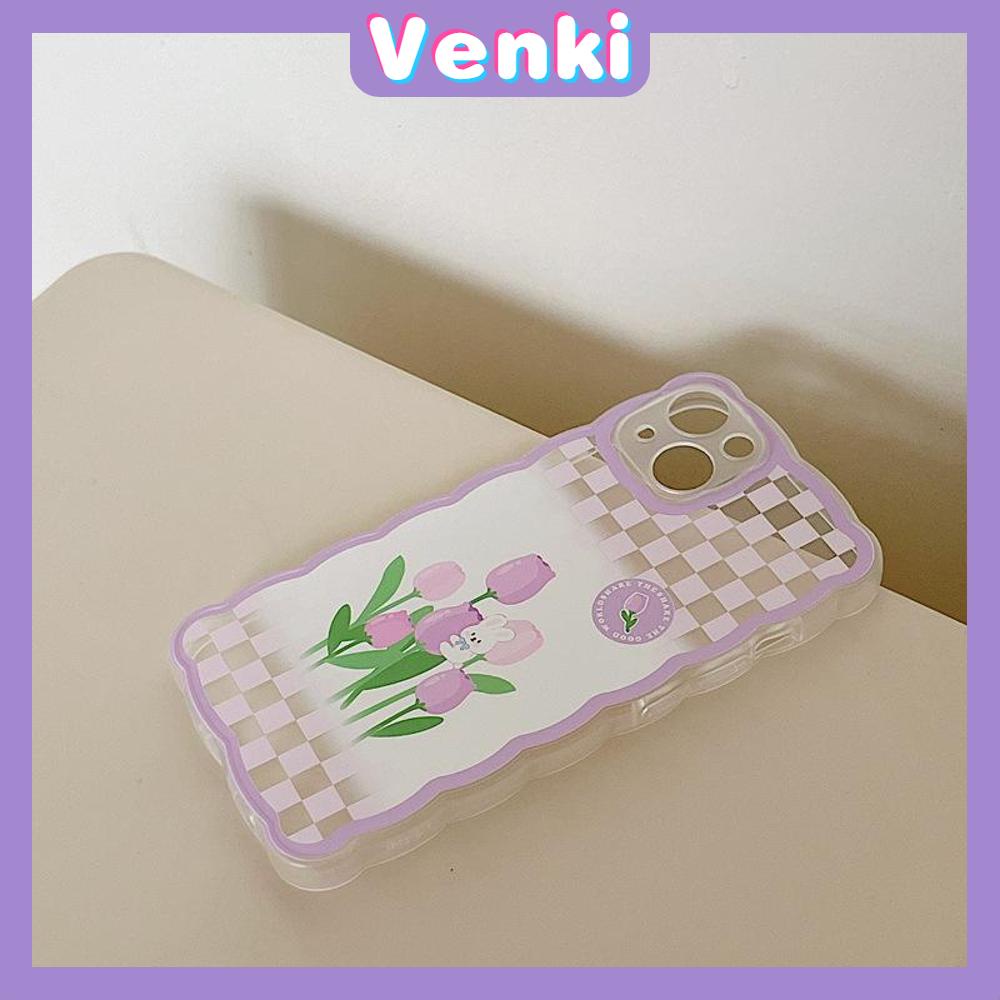 iPhone Case Silicone Soft Case Clear Case Wave Non-Slip Shockproof Camera Full Coverage Protection Purple Tulip Flower For iPhone 13 Pro Max iPhone 12 Pro Max iPhone 11 iPhone7Plus