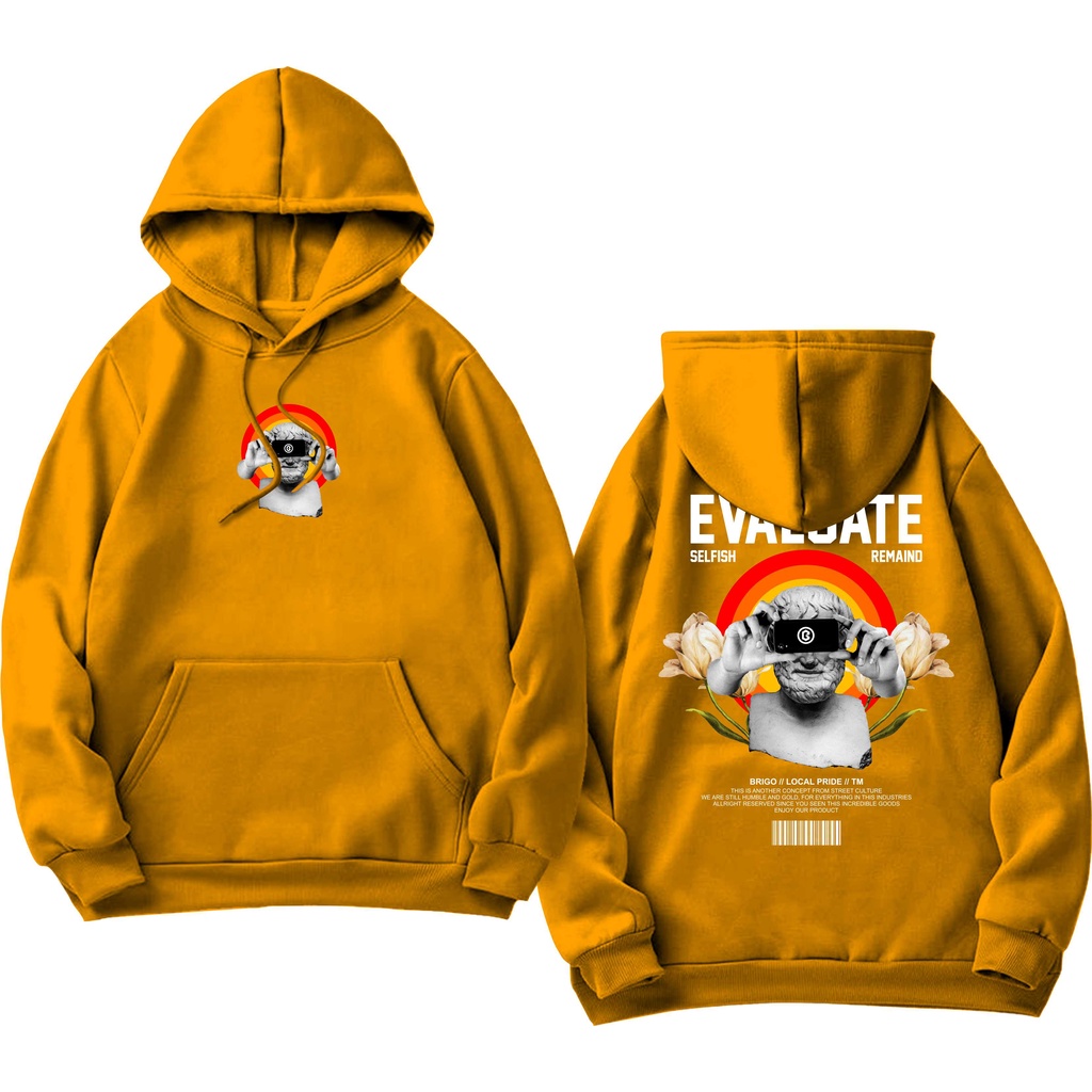 BRIGO Jumper Hoodie Evaluate II Sweater Hoodie BRIGO valuate Sablon DTF Fleece Cotton II SIZE M-XXL (Pria &amp; Wanita) Free stiker&amp;Gantungan Kunci