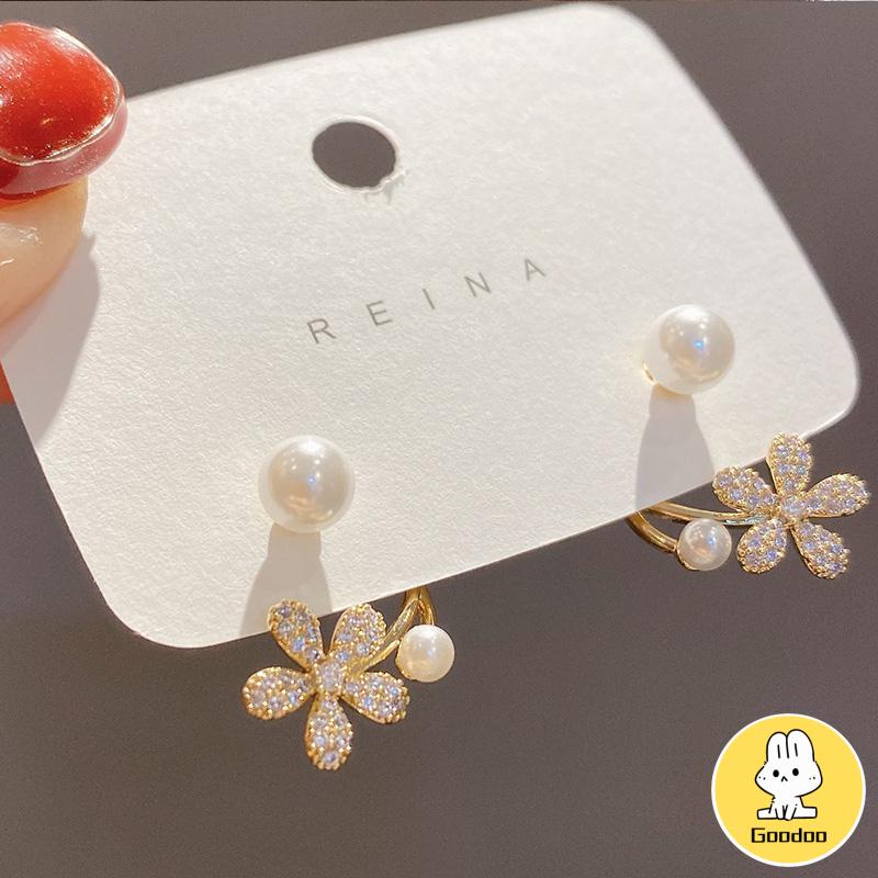 Anting 925 Perak Jarum Ikan Korea Ekor Mutiara 2021 Baru Trendi Elegan Fashion Stud Earrings -Doo