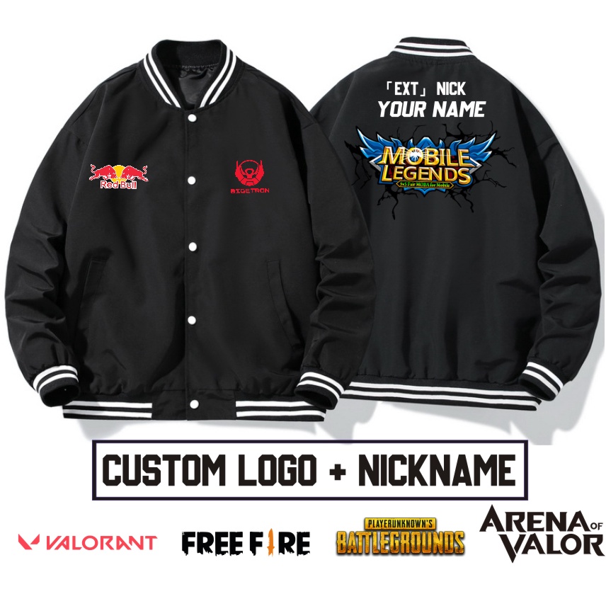 jaket HOODIE Anak LAKI LAKI cowo pria Baju Gaming Custom Squad ML, AOV, PUBG Free Nickname, logo, da