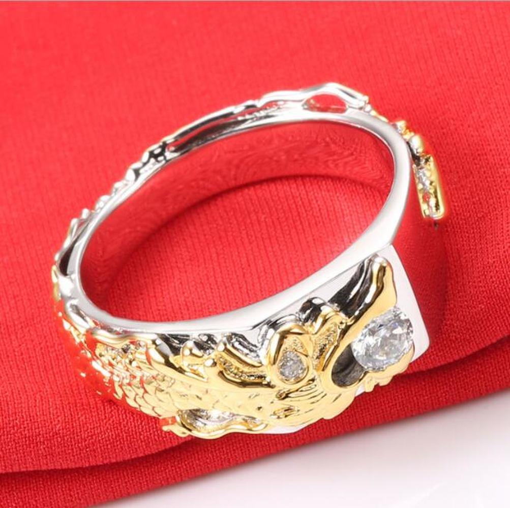 Hewan Naga Baja Titanium Cincin Berlian Perak Emas Aksesoris Perhiasan Fashion Pria Zirkonia Kubik Rings