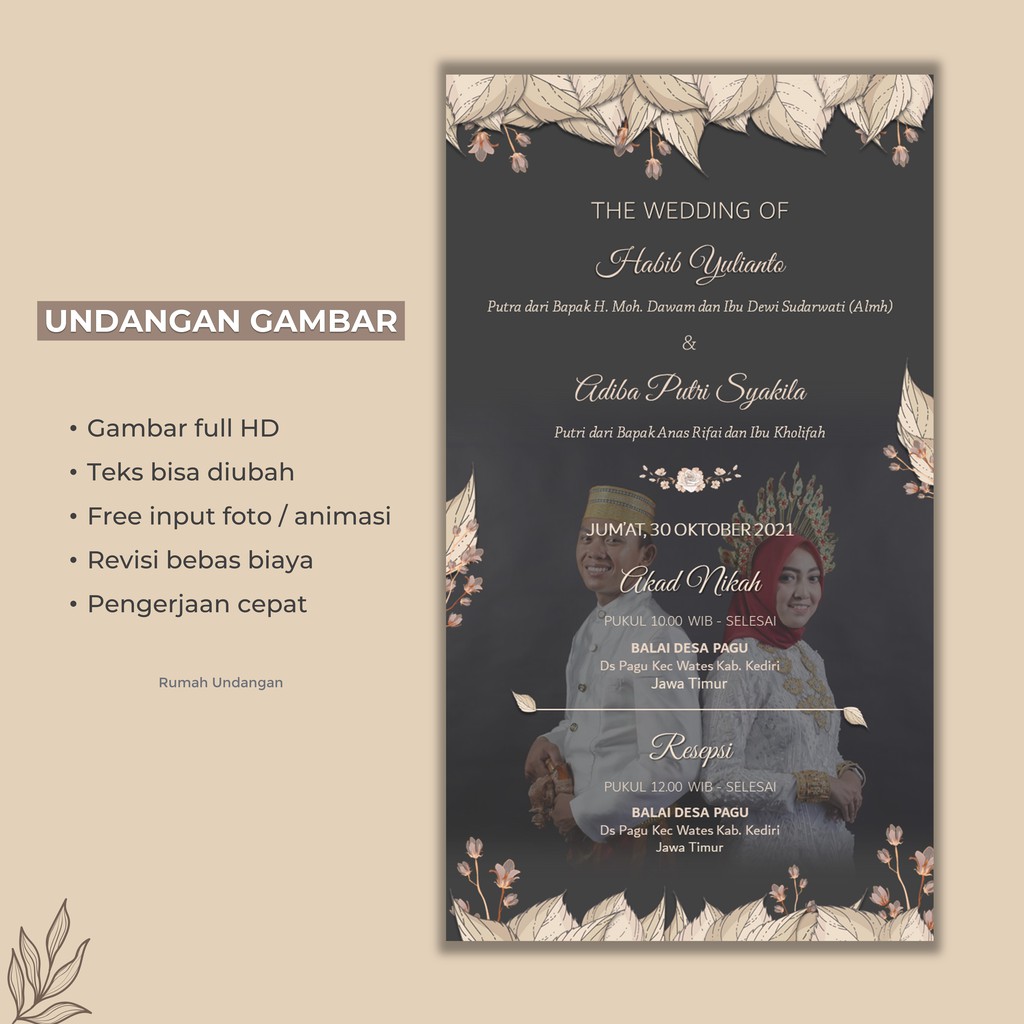 Undangan Digital Pernikahan bentuk Gambar JPEG  Elegant (TEMA 50)