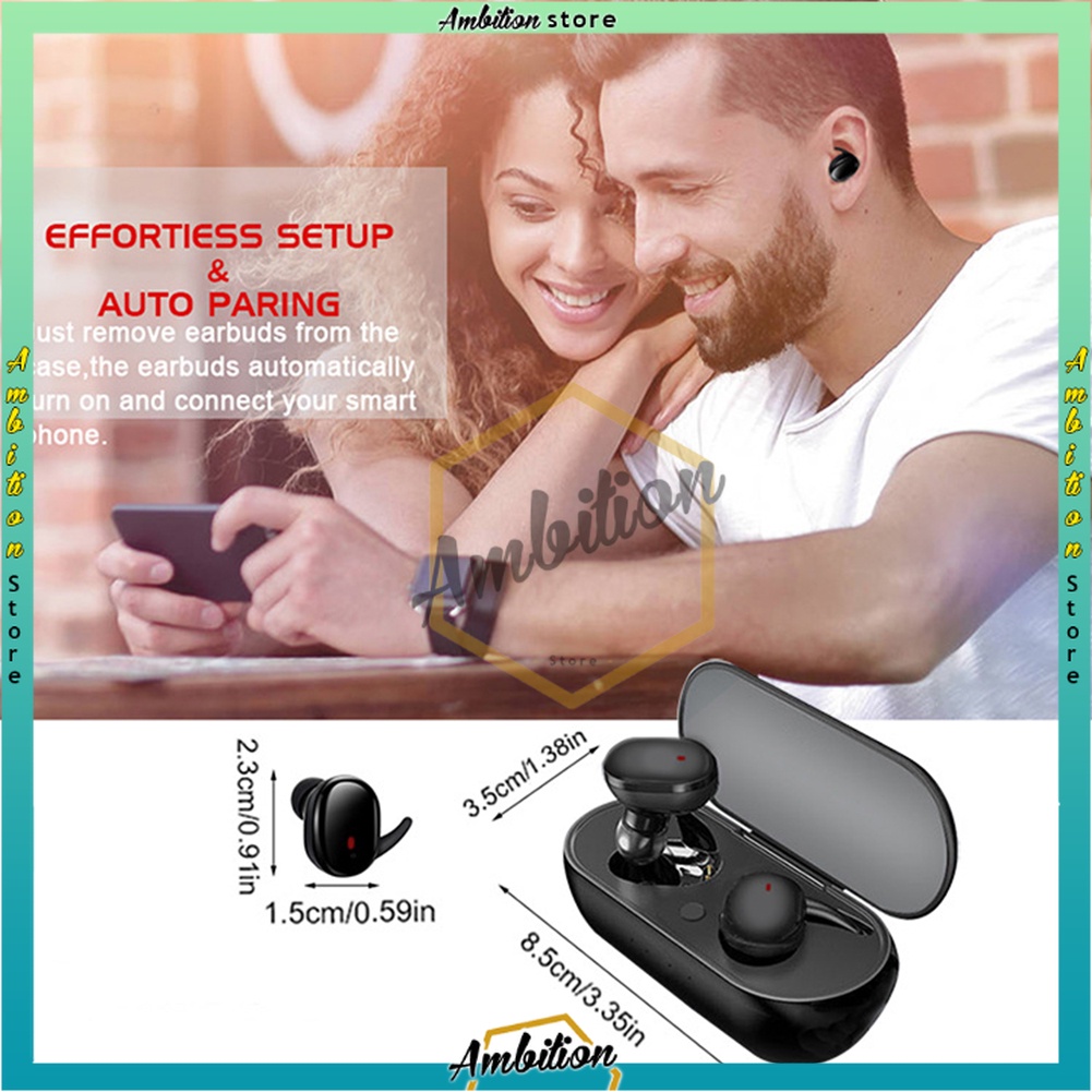 Bluetooth Wireless Y30 Bluetooth Earphone Tws Handfree Bass Headset Nirkabel V5.0 Tws Headset Dual Earbud Bass Suara untuk Ponsel Telepon