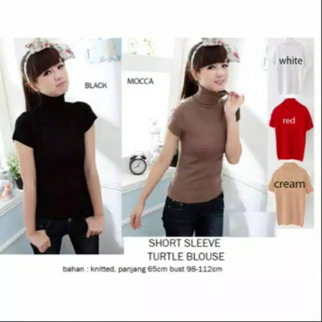 baju rajut turtle neck lengan pendek
